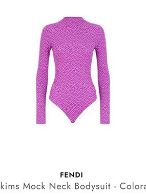Fendi Skims  Purple Logo-Embossed Mock Neck Bodysuit color name Colorado